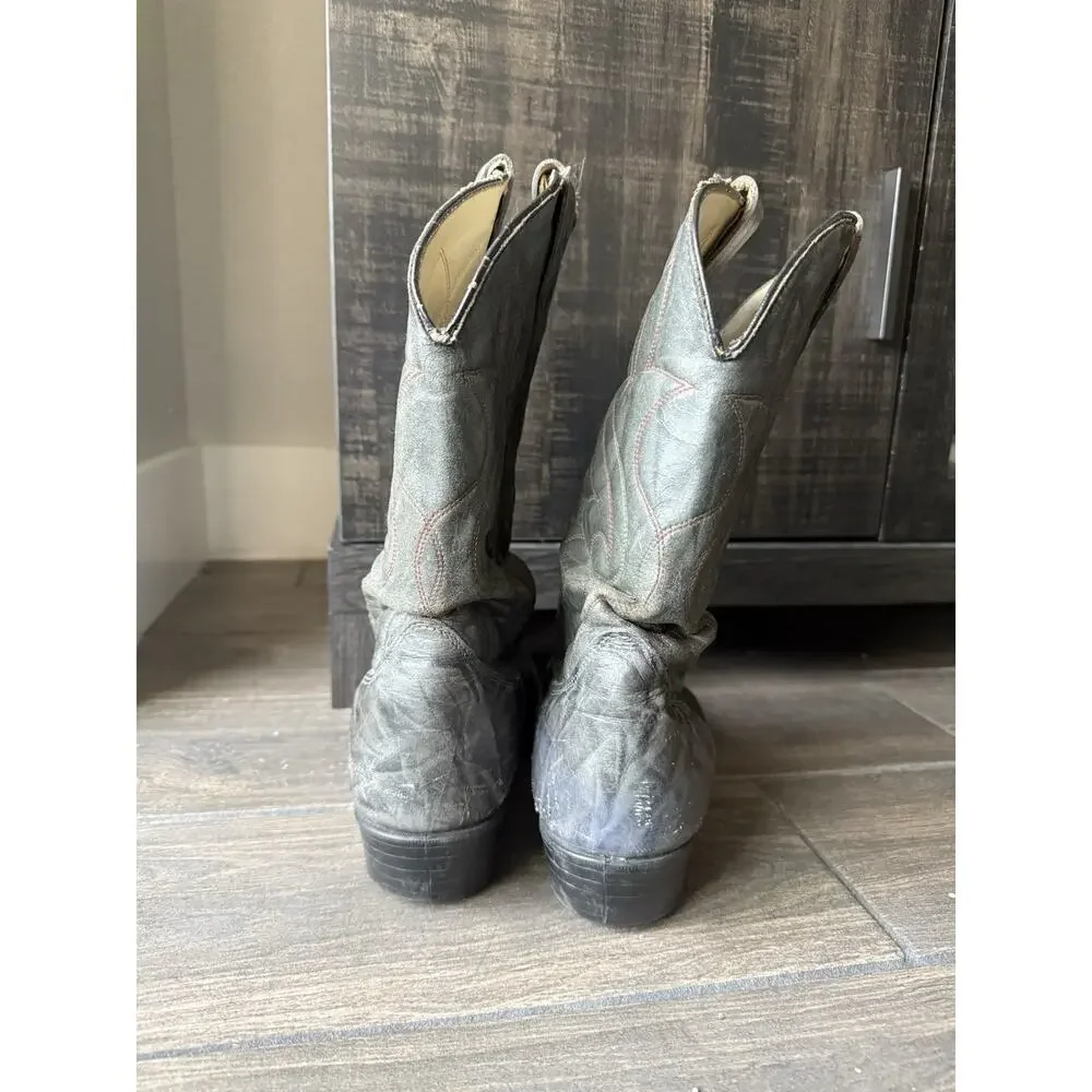 Vintage Dark Gray Leather Western/Cowboy Boots - Style 150631 Size 10 EE Men